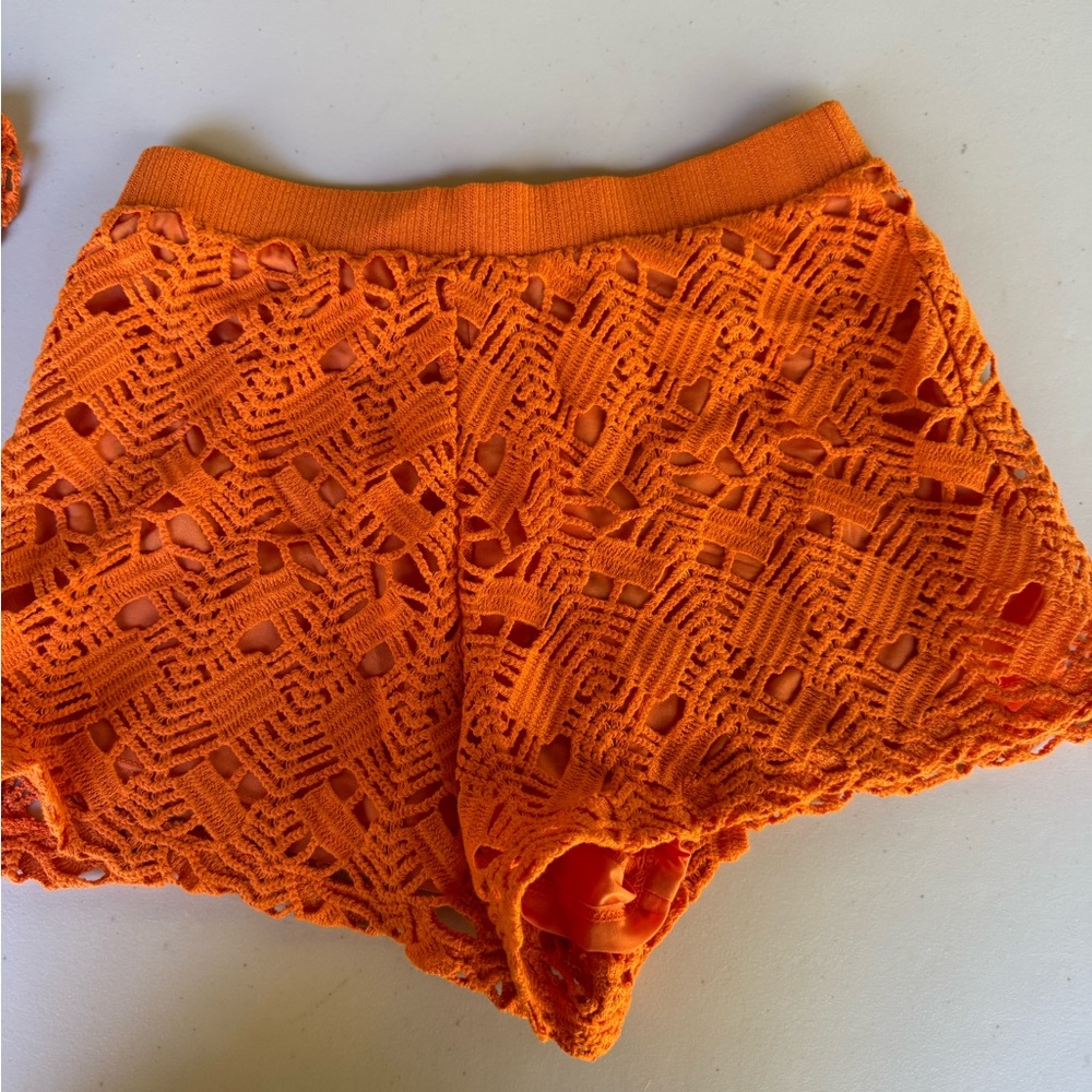 Zara Orange Crochet Shorts - NWT - size M